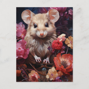 Muis in de Bloemen Briefkaart