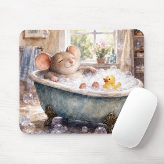 Muis in een bubbelbad muismat (Met muis)