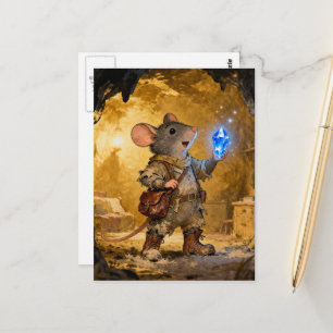 Muis in een grot vindt een schat briefkaart