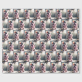 Muis in een roze gewaad met slippers cadeaupapier (Vlak)