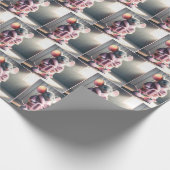 Muis in een roze gewaad met slippers cadeaupapier (Hoek)