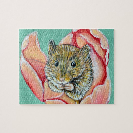 Muis in een Tulpenschilderij Legpuzzel (Horizontaal)