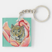 Muis in een Tulpenschilderij Sleutelhanger (Achterkant)