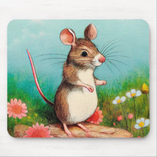 Muis in Flowers Mousepad Muismat
