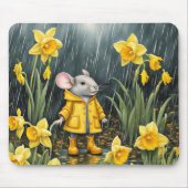 Muis in narcissen en regen muismat (Voorkant)