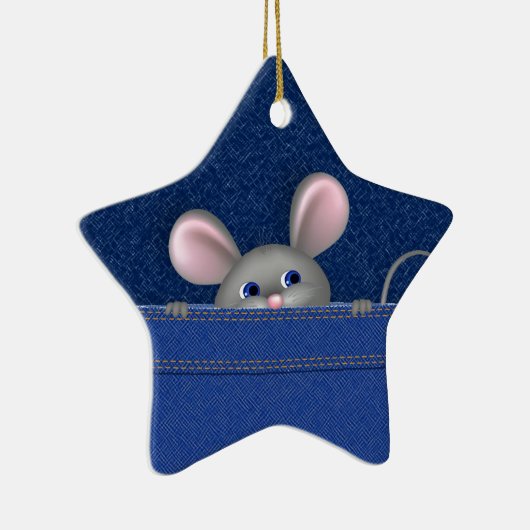 Muis in Pocket Keramisch Ornament (Rechts)