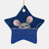 Muis in Pocket Keramisch Ornament (Voorkant)