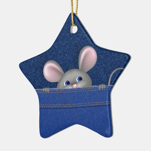 Muis in Pocket Keramisch Ornament (Links)