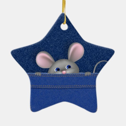 Muis in Pocket Keramisch Ornament (Achterkant)