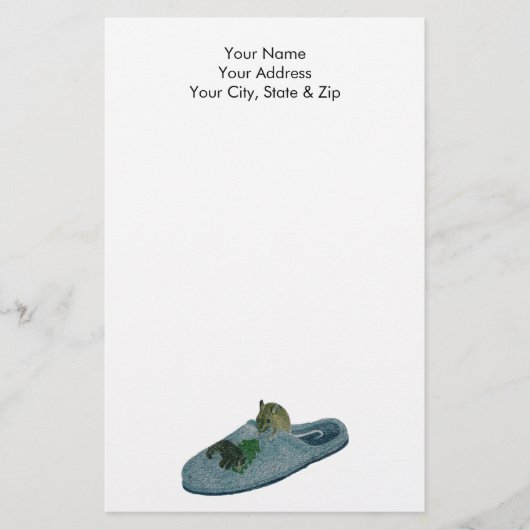 Muis in Slipper Briefpapier (Voorkant)