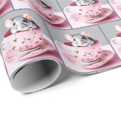 Muis in theekopje cadeaupapier (Rol Hoek)