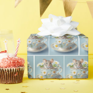 Muis in  theekopje cadeaupapier