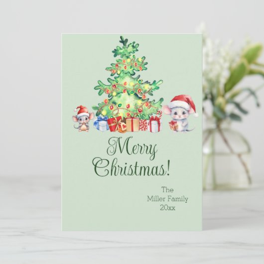 Muis Kerst Kaart (Staand voorkant)