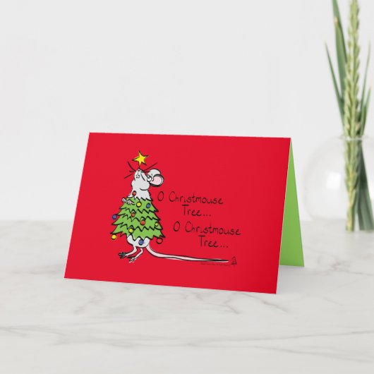 Muis Kerstboom Grappig Kinderen Kaart (Voorkant)