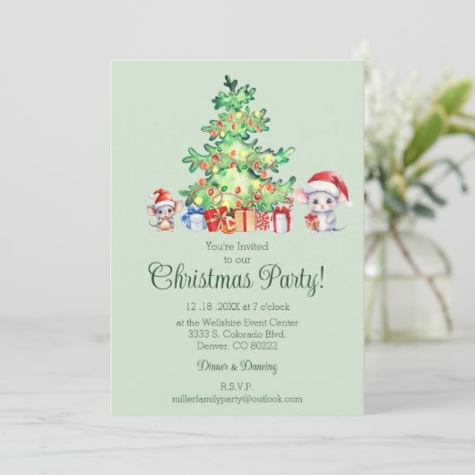 Muis Kerstfeest Kaart (Staand voorkant)