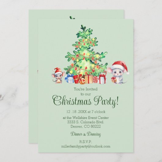 Muis Kerstfeest Kaart (Voorkant / Achterkant)