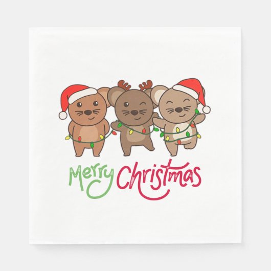 Muis, Kerstmis, Winter, Dieren, Muis Servet (Voorkant)