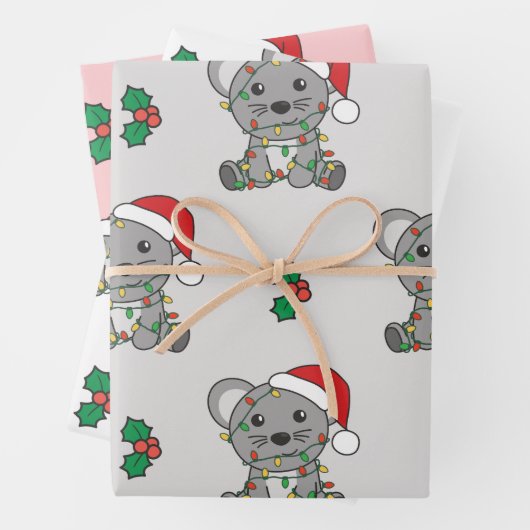 Muis Kerstmis Winter Dieren Vakantie Muizen Inpakpapier Vel (In situ)