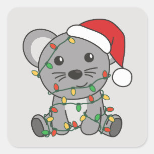 Muis Kerstmis Winter Dieren Vakantie Muizen Vierkante Sticker