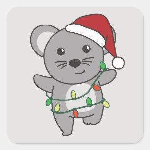 Muis Kerstmis Winter Dieren Vakantie Muizen Vierkante Sticker