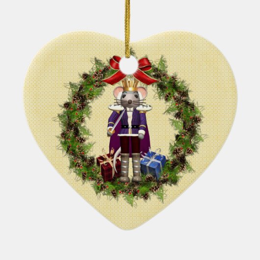 Muis King Wreath Heart Ornament (Achterkant)
