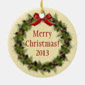 Muis King Wreath Round Kerstversiering Keramisch Ornament (Achterkant)