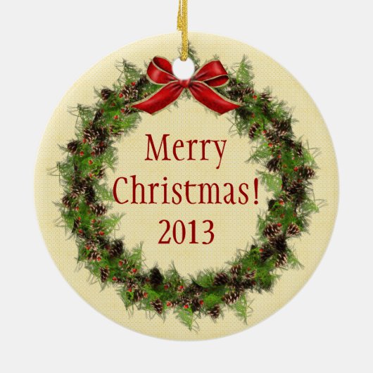 Muis King Wreath Round Kerstversiering Keramisch Ornament (Achterkant)