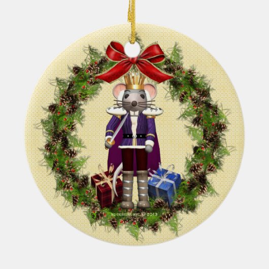 Muis King Wreath Round Ornament (Achterkant)