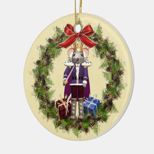 Muis koning Buon Natale Italiaans kerstfeest Keramisch Ornament (Links)