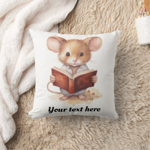 Muis leest boek speels schattig kussen