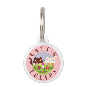 Muis leuk huisdier ID hanger roze tulpen naam Huisdierpenning