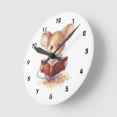 Muis lezen boek grillig schattig ronde klok (Hoek)