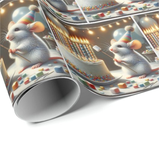 Muis Marshmallows en verjaardagstaart Cadeaupapier (Rol Hoek)