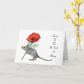 Muis met bloem, in een haast: Verlate verjaardag Kaart (Gele Bloem)