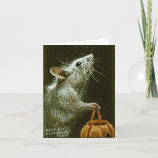 Muis met de Mand HalloweenCard van de Pompoen Kaart (Voorkant)