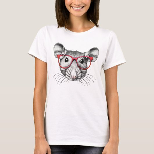 Muis met een bril, muizenliefhebbers T-Shirt (Voorkant)