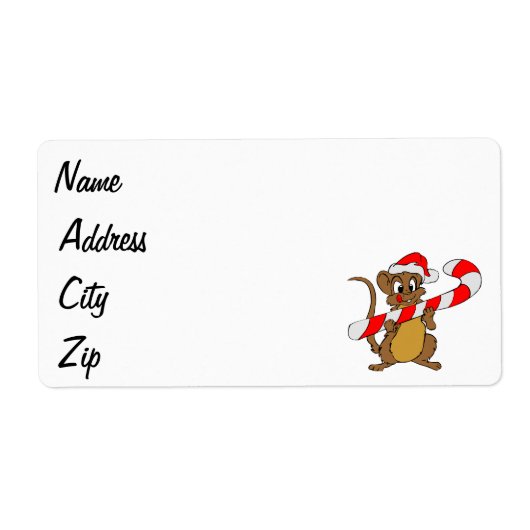 Muis met een kerstsnoepje etiket (Voorkant)