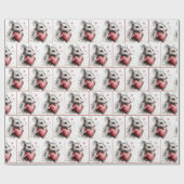 Muis met een rode hartschets cadeaupapier (Vlak)