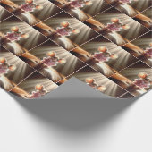 Muis met een roze mantel en slippers cadeaupapier (Hoek)