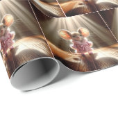 Muis met een roze mantel en slippers cadeaupapier (Rol Hoek)