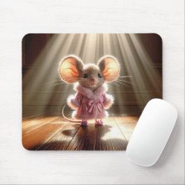 Muis met een roze mantel en slippers muismat