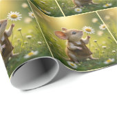 Muis met een witte daisy cadeaupapier (Rol Hoek)