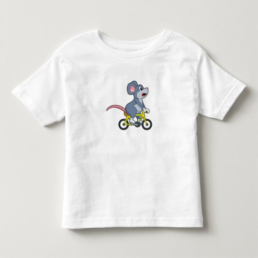 Muis met fiets kinder shirts (Voorkant)