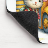 Muis met gele schoolbus muismat (Hoek)