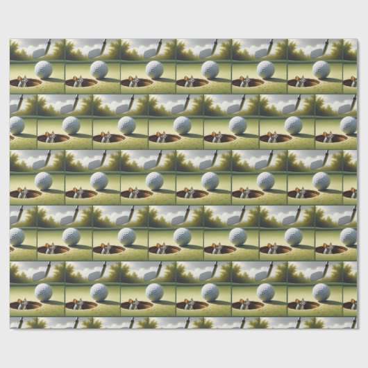 Muis met golfbal cadeaupapier (Vlak)