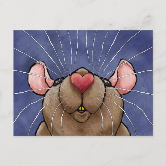 Muis met hart neus briefkaart (Voorkant)