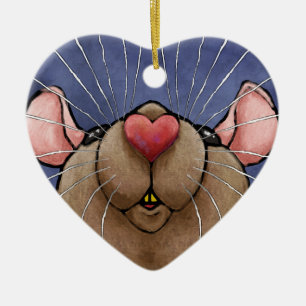 Muis met hartje kerstornament keramisch ornament