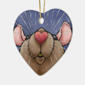 Muis met hartje kerstornament keramisch ornament (Links)