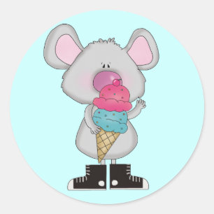 Muis met Ice Cream Tshirts en geschenken Ronde Sticker