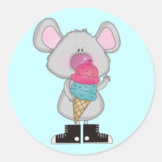 Muis met Ice Cream Tshirts en geschenken Ronde Sticker (Voorkant)